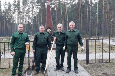В Сомовском лесничестве Воронежской области посадили березовую аллею в память о 15 воинах, захороненных в братской могиле